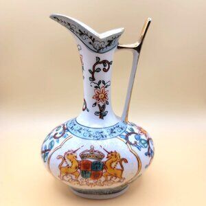Vintage Hand-Painted Wine Pitcher Porcelain Lenwile Ardalt Ewer Floral sm2007